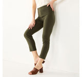 Nine West Petite Side Zip High-Waisted Skinny Ankle Pants Olive Green 18P Short