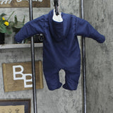 Quiltex Baby Infant Teddy Bear Sherpa Lined One Piece Navy Blue 3-6M