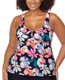 Raisins Curve Rimini Printed Tankini Top N840113 Black Multi 20W