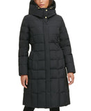 Cole Haan Womens Taffeta With Bib Front Hood Down Alternative  Coat Deep Black S