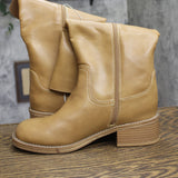 Universal Thread Womens Mai Boots Faux Leather Block Heel 94568934 Tan Brown 10M