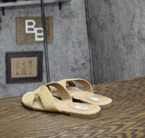 DV Dolce Vita Womens Geeya Flat Slide Sandal GEEYA Natural Brown 8M