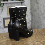 I.n.c. International Concepts Faux Leather Dress Ankle Boots Black / Gold 5.5M