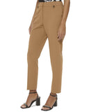 Calvin Klein Women's Lux Mid-Rise Straight-Leg Ankle Pants Luggage Brown 6