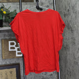 INC International Concepts Womens Rolled Sleeve T-Shirt Knit Top Red XL