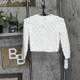 Cat & Jack Girls Button-Front Pointelle Cardigan Sweater Cream Off White XS