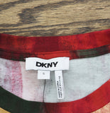 DKNY Abstract Print Logo Embossed T-Shirt P5EHXWNA June Brush Stroke Red Multi S