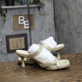 Anne Klein Womens Jevelli Heeled Slip On Dress Sandal JEVE01F9 Gold Yellow 8.5M