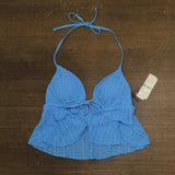 Salt + Cove Juniors Crochet Ruffle-Trim Midkini Swim Top SC25089TT Capri Blue L