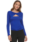 DKNY Women's Twist-Neck Cutout Long-Sleeve Knit Top P2JH8QLQ