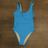 Cotton On Womens Low-Back One-Piece Swimsuit 6335650-01 Bonnie Blue Crinkle S