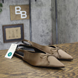 A New Day Womens Camille Satin Slingback Bow Flats 94648296 Brown 9M