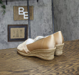 Easy Street Womens Jasper Wedge Sandal Heels JASPR Natural Thai Silk Brown 7.5WW