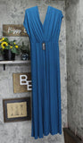 24seven Comfort Apparel Womens Plus Size Empire Waist V-neck Maxi Dress P020624