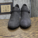 Karen Scott Womens Melanni Faux Suede Heels Ankle Boots 10013263400 Gray 5.5M