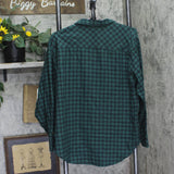 Auden Womens Flannel Long Sleeve Button Down Pajama Shirt 94650411 Green Multi S