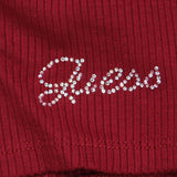 Guess Women's Karlee Jewel-Button Ribbed Henley Top W2YP24KBCO2 Red S