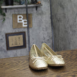 Reaction by Kenneth Cole Woven Bow Square Toe Dress Flats Gold Yellow 5.5M