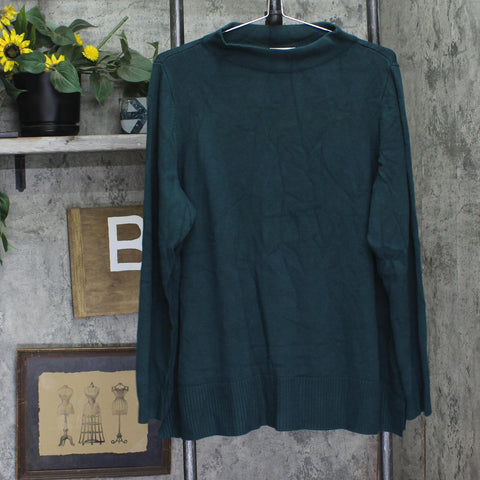 Joan Rivers Womens Wardrobe Builders Funnel Neck Long Sleeve Sweater Green XL