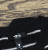 Aqua Lightweight Cherry Stripe Cashmere Sweater Black Multi XS