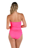 La Blanca Island Goddess Ruffled Bandeau Tankini Swimsuit Top Bright Pink 12
