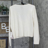 Aqua Womens Front Button Cashmere V-Neck Cardigan Sweater V10337 Ash Off White L