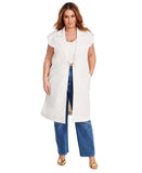 Nina Parker Women's Clasp-Front Duster Vest 323-B178W Winter Oat Off White 3X