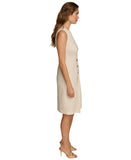 Donna Karan Womens Tweed Sheath Dress Button Accent KA4T24W8 Cream / Gold 2
