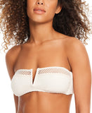 Sanctuary Women’s Crochet V-Wire Bandeau Bikini Top SASC25178 Off White Sand L