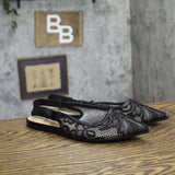 A New Day Womens London Lace Sling Back Bow Flats 94303525 Black 8M