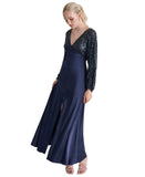 DKNY Womens Sequin Embellished Blouson-Sleeve Gown ED4EZA01 Spring Navy 4