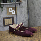 Marc Fisher Dress Flats with Square Toe and Ankle Strap Red Suede Purple 8M