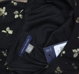 Tommy Hilfiger Printed Long Sleeve Ruched Waist Fit Flare Dress Black / Gold 8