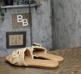 Universal Thread Womens Linda Raffia Buckle Slide Sandals 92611942 Tan Brown 11M