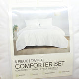 Clean Spaces 5-Piece Microfiber Comforter Set Bedding MCH10-2322 White Twin XL