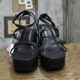Wild Fable Ronnie Strappy Platform Wedge Heels Memory Foam Insole Black 9.5M