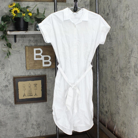 Amazon Essentials Womens Belted Woven Shirtdress Dress 1660483cea72f7 White M