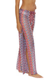 Becca Womens Sundown Crochet Split-Leg Cover-up Pants Fire Pool Purple Multi M