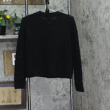 C By Private Label 2-Ply Cashmere Crochet Cardigan Button Front Sweater Black S