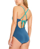 Beyond Control Ruffle-Tiered Color-Block One Piece Swimsuit Blue / Green 12