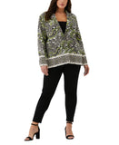 ELLA Rafaella Size Unlined Paisley Print Blazer Jacket String Black Multi 3X