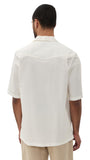 Officine Generale Palm Tree Camp Cuban Embroidered Shirt Ecru Off White S