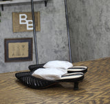 Franco Sarto Womens Strappy Marlina Mule Kitten Heels J3594S1 Black 6M