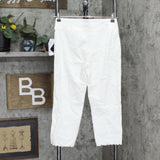 Nina Leonard Womens Pull-On Scallop-Hem Cropped Pant 660168 Ivory Off White S