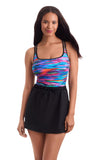 Mimi Flamingo Tidal Wave Skirted One Piece Swimdress 80004003 Black Multi 12