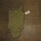 Michael by Michael Kors Womens Crochet One Shoulder One Piece Safari Green 4