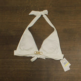 Michael Michael Kors Womens Halter Logo Bikini Swim Top MM7M161 White M