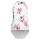 City Chic Hi-Low Sleeveless Pleated Tunic Top Ivory Floral Crush White 18W