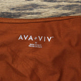 Ava & Viv Plus Size Long Sleeve V-Neck T-Shirt 00559387 Bronze Orange 3X
