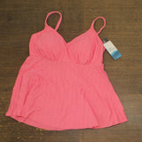 Swim Solutions Womens Swim Textured Underwire Tankini Top 806766 Guava Pink 14